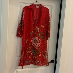 Floral Red Swim Coverup
